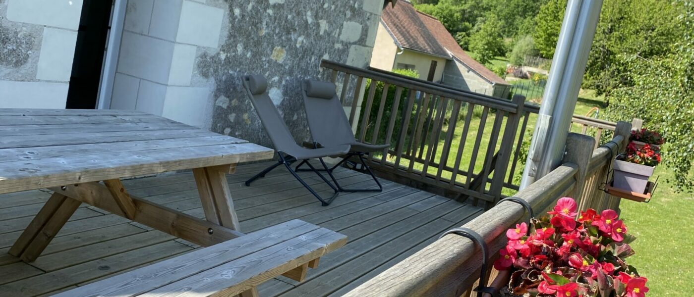 terrasse privée gîte les mariniers proche du zoo de Beauval